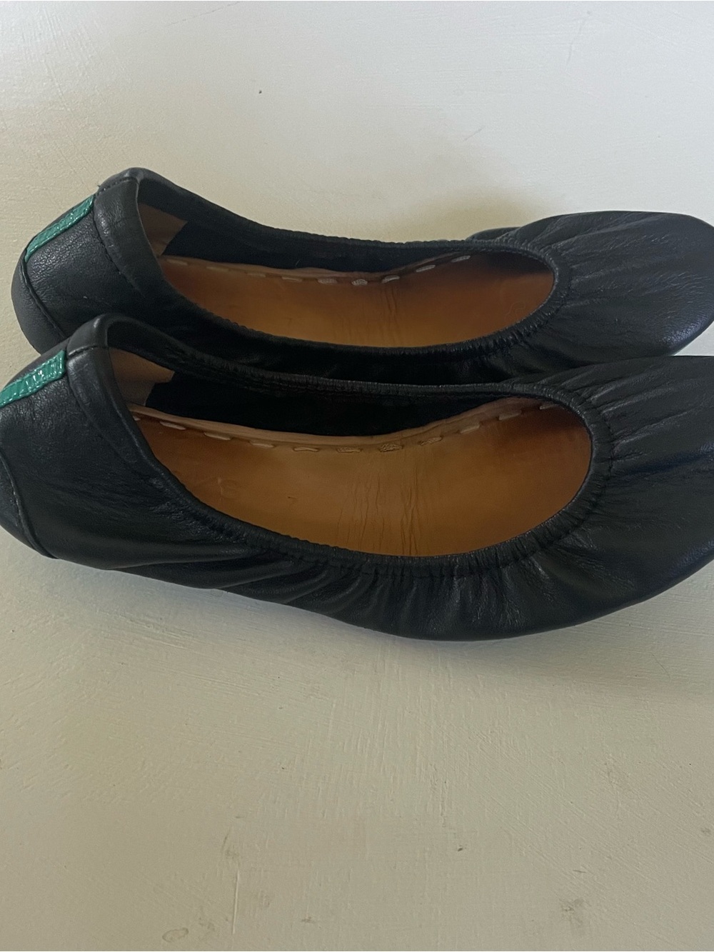 EUC TIEKS Black Leather Ballet Flats 7 $45 - Picture 12 of 14